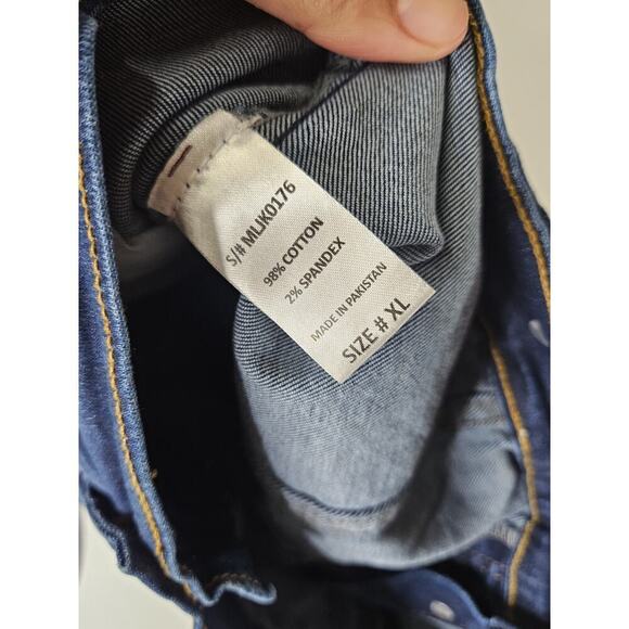 Muse Looks Women Moto Denim Jacket Pockets Size XL Back Button - Picture 7 of 7